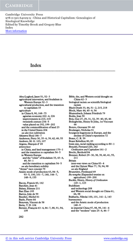 China and Historical Capitalism: Genealogies of Sinological Knowledge Edited by Timothy Brook and Gregory Blue Index More Information