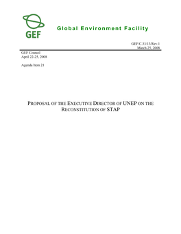 Proposal of the Executive Director of Unep on the Reconstitution of Stap