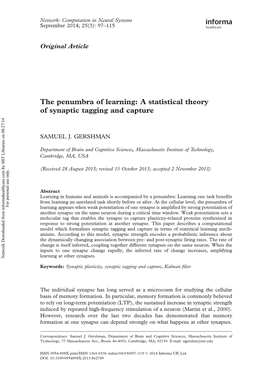 A Statistical Theory of Synaptic Tagging and Capture