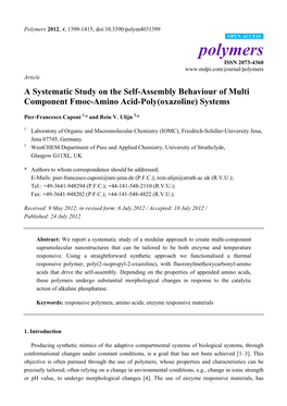 A Systematic Study on the Self-Assembly Behaviour of Multi Component Fmoc-Amino Acid-Poly(Oxazoline) Systems