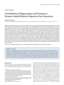 Contributions of Hippocampus and Striatum to Memory-Guided Behavior Depend on Past Experience