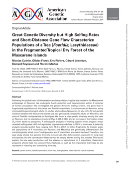Great Genetic Diversity but High Selfing Rates and Short