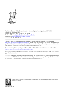 Turkdean Roman Villa, Gloucestershire: Archaeological Investigations 1997-1998 Author(S): Neil Holbrook Source: Britannia, Vol