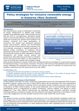 Policy Strategies for Inclusive Renewable Energy in Aotearoa (New Zealand)