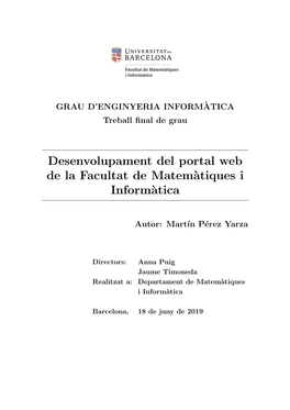 Desenvolupament Del Portal Web De La Facultat De Matem`Atiques I