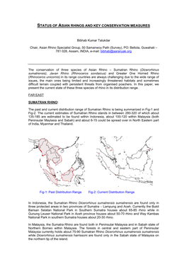 Status of Asian Rhinos and Key Conservation Measures