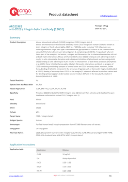 Anti-CD29 / Integrin Beta 1 Antibody [12G10] (ARG22982)