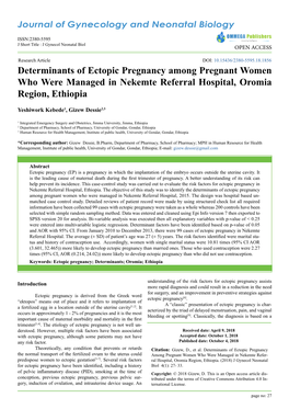 Determinants of Ectopic Pregnancy Among Pregnant Women Who Were Managed in Nekemte Referral Hospital, Oromia Region, Ethiopia