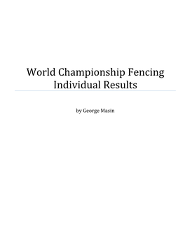 World Championship Fencing Individual Results