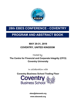 28Th EBES CONFERENCE - COVENTRY