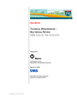 Technical Memorandum – Multimodal Review Wbs Task Id: 165.10.05-010