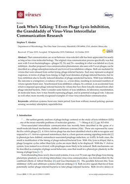T-Even Phage Lysis Inhibition, the Granddaddy of Virus-Virus Intercellular Communication Research