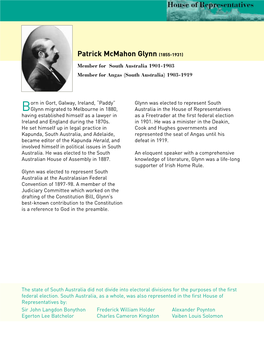 Biography Patrick Mcmahon Glynn (1855-1931)