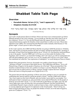 Shabbat Table Talk Page