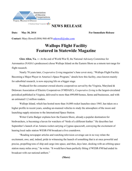 Wallops Flight Facility Featured in Statewide Magazine