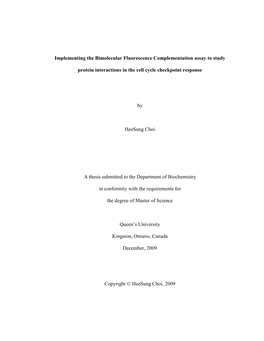 Implementing the Bimolecular Fluorescence Complementation Assay to Study