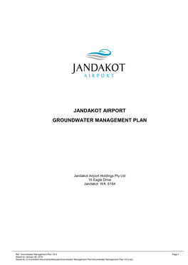 Jandakot Airport Groundwater Management Plan