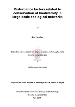 Disturbance Factors Related to Conservation of Biodiversity in Large-Scale Ecological Networks