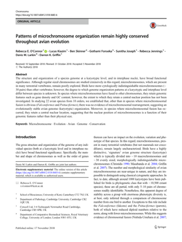 Patterns of Microchromosome Organization Remain Highly Conserved Throughout Avian Evolution