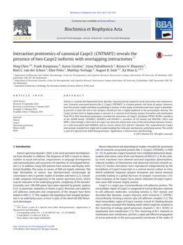 CNTNAP2) Reveals the Presence of Two Caspr2 Isoforms with Overlapping Interactomes☆