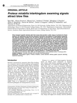 Proteus Mirabilis Interkingdom Swarming Signals Attract Blow Flies