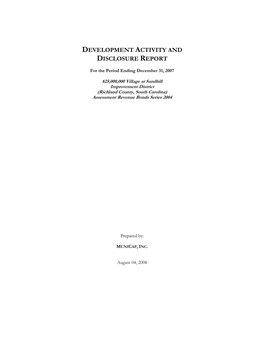 Development Activity and Disclosure Report