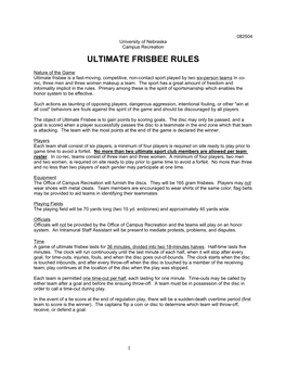 Ultimate Frisbee Rules