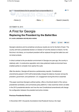 A First for Georgia: Replacing the President by the Ballot