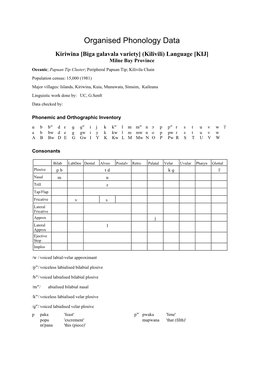 Organised Phonology Data