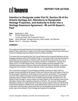 Intention to Designate Under Part IV, Section 29 of the Ontario Heritage