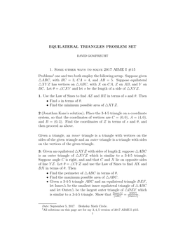 EQUILATERAL TRIANGLES PROBLEM SET 1. Some Other Ways