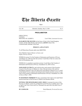 The Alberta Gazette