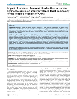 Impact of Increased Economic Burden Due to Human Echinococcosis in an Underdeveloped Rural Community of the People’S Republic of China