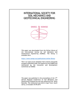 International Society for Soil Mechanics and Geotechnical Engineering