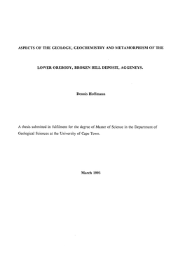 Aspects of the Geology, Geochemistry and Metamorphism of the Lower