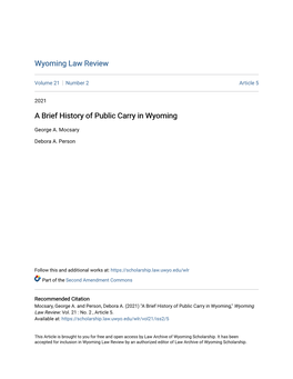 A Brief History of Public Carry in Wyoming