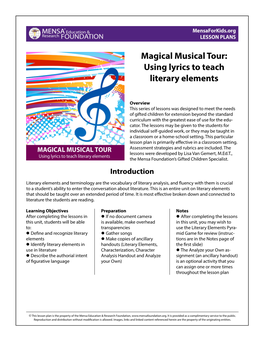 Magical Musical Tour: Using Lyrics to Teach Literary Elements