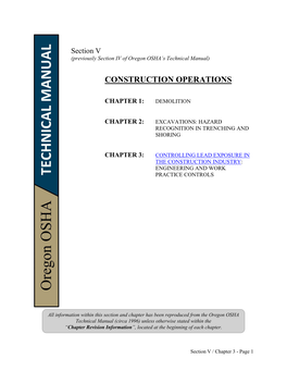 Chapter 3: Controlling Lead Exposures in the Construction