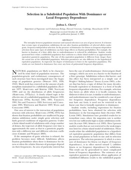 Selection in a Subdivided Population with Dominance Or Local Frequency Dependence