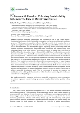 Problems with Firm-Led Voluntary Sustainability Schemes: the Case of Direct Trade Coffee