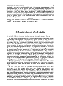 Differential Diagnosis of Polyarthritis