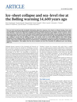 Ice-Sheet Collapse and Sea-Level Rise at the Bølling Warming 14,600 Years Ago