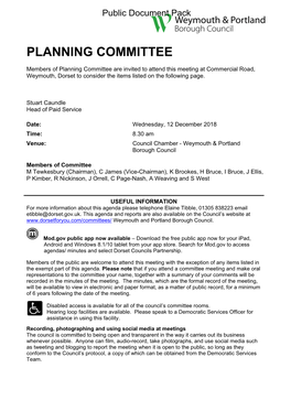 (Public Pack)Agenda Document for Weymouth & Portland Borough Council Planning Committee, 12/12/2018 08:30