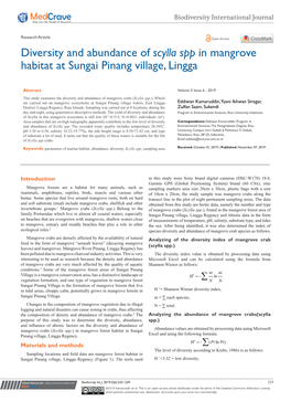 Diversity and Abundance of Scylla Spp in Mangrove Habitat at Sungai Pinang Village, Lingga