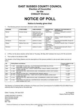 Notice of Poll