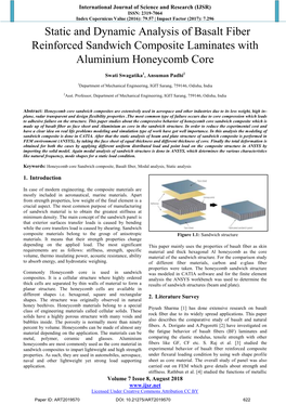 Static and Dynamic Analysis of Basalt Fiber Reinforced Sandwich Composite Laminates with Aluminium Honeycomb Core