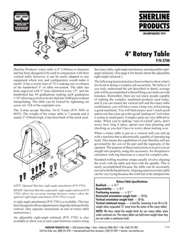 Rotary Table P/N 3700