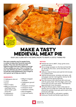 Make a Tasty Medieval Meat Pie FEAST LIKE a LORD with THIS SIMPLE RECIPE to CREATE a CASTLE-THEMED PIE!