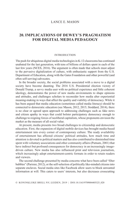 20. Implications of Dewey's Pragmatism for Digital