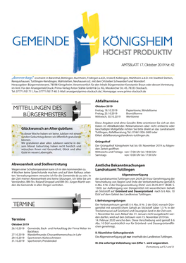 Mitteilungen Des Bürgermeisters Termine